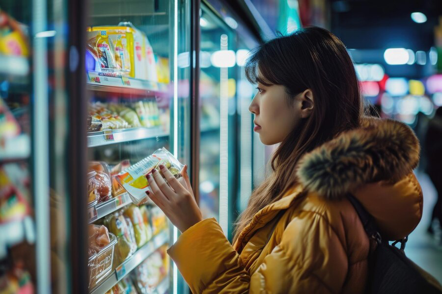 woman-selecting-frozen-food-from-supermarket-freezer_875825-22697